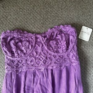 Free People Lace-top Strapless Maxi Dress